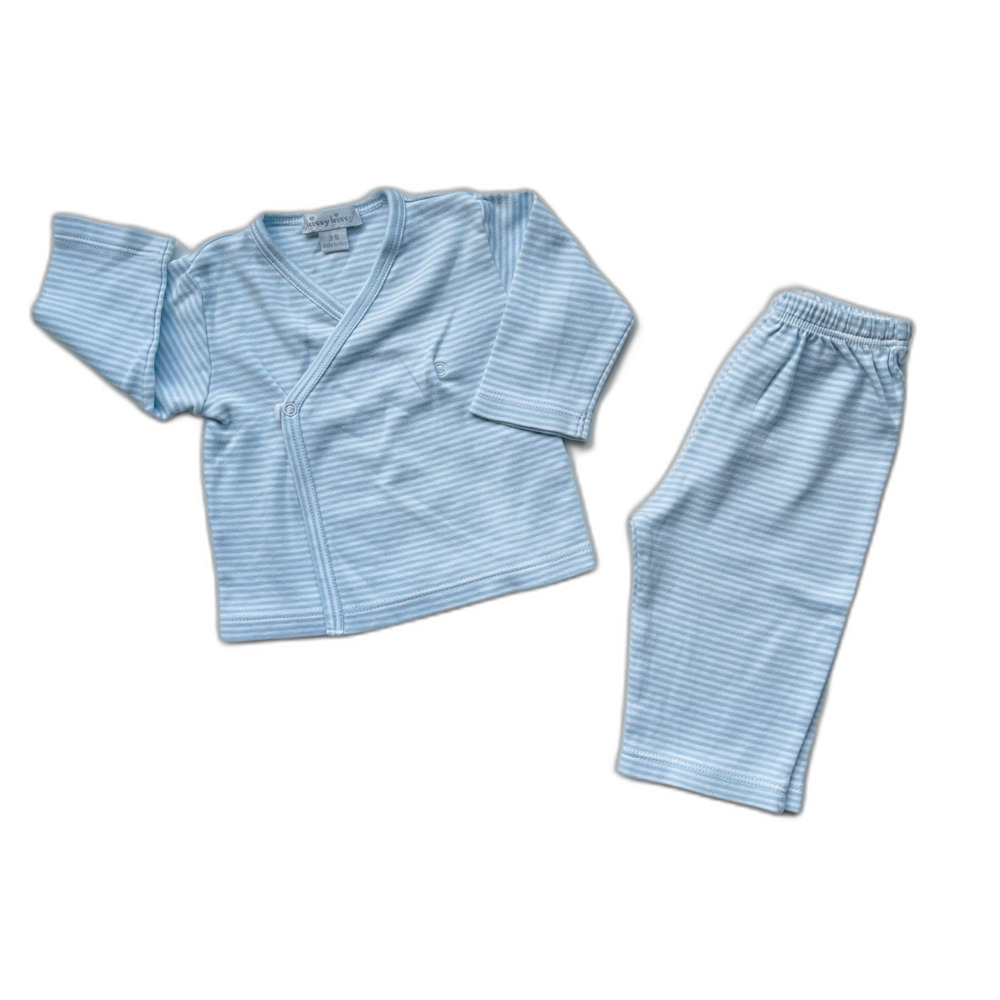 Kissy Kissy Take Me Home Blue Simple Stripes Cross Tee and Pants Size 3-6 months